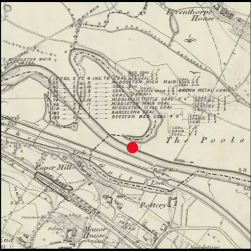 Ordnance Survey map showing location of Mile 55
